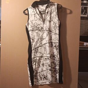 Tail Black and White Abstract Mini Dress
